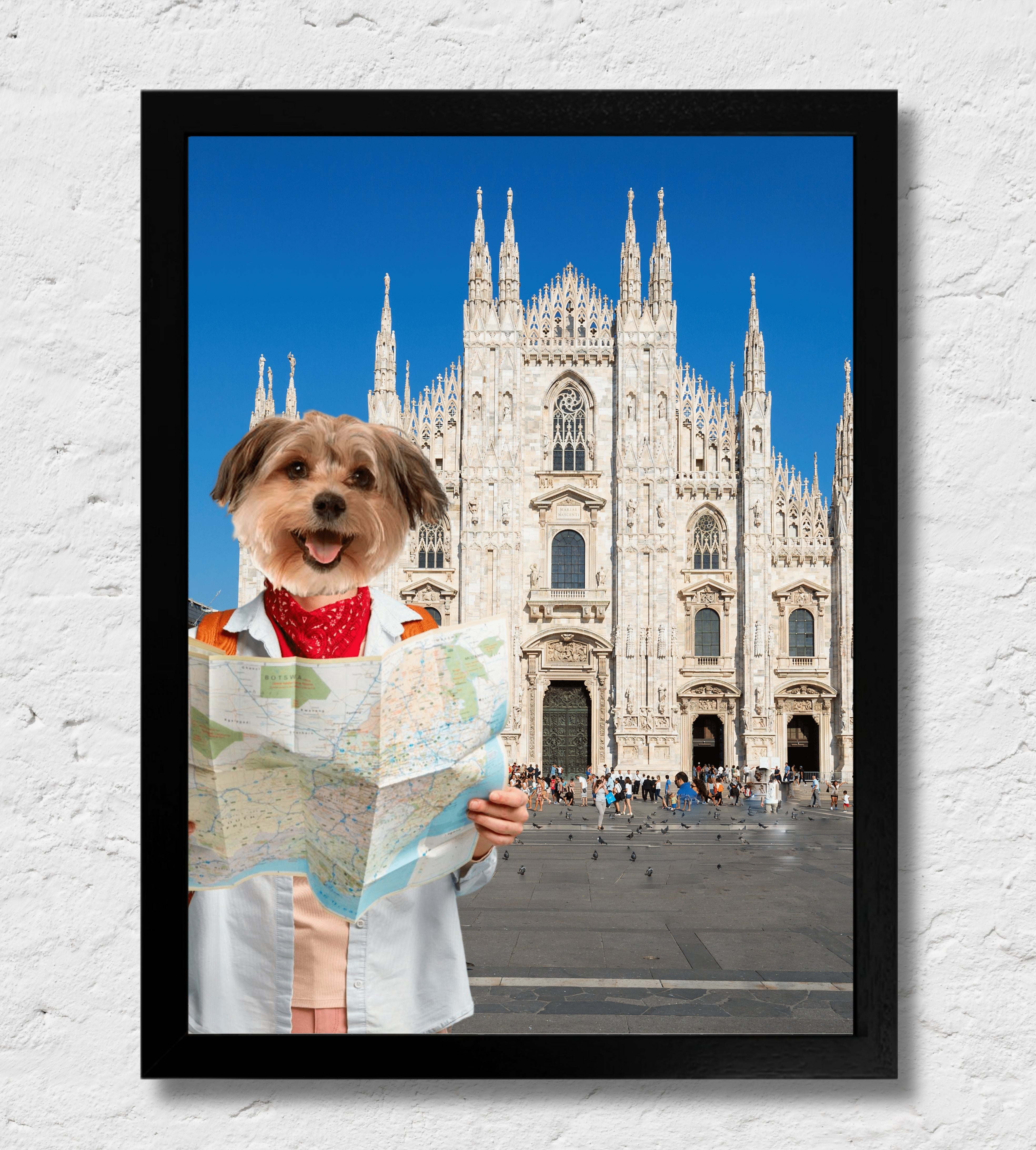 Milano | Quadro ritratto del tuo animale da compagnia | Regalo perfetto cornice Nera