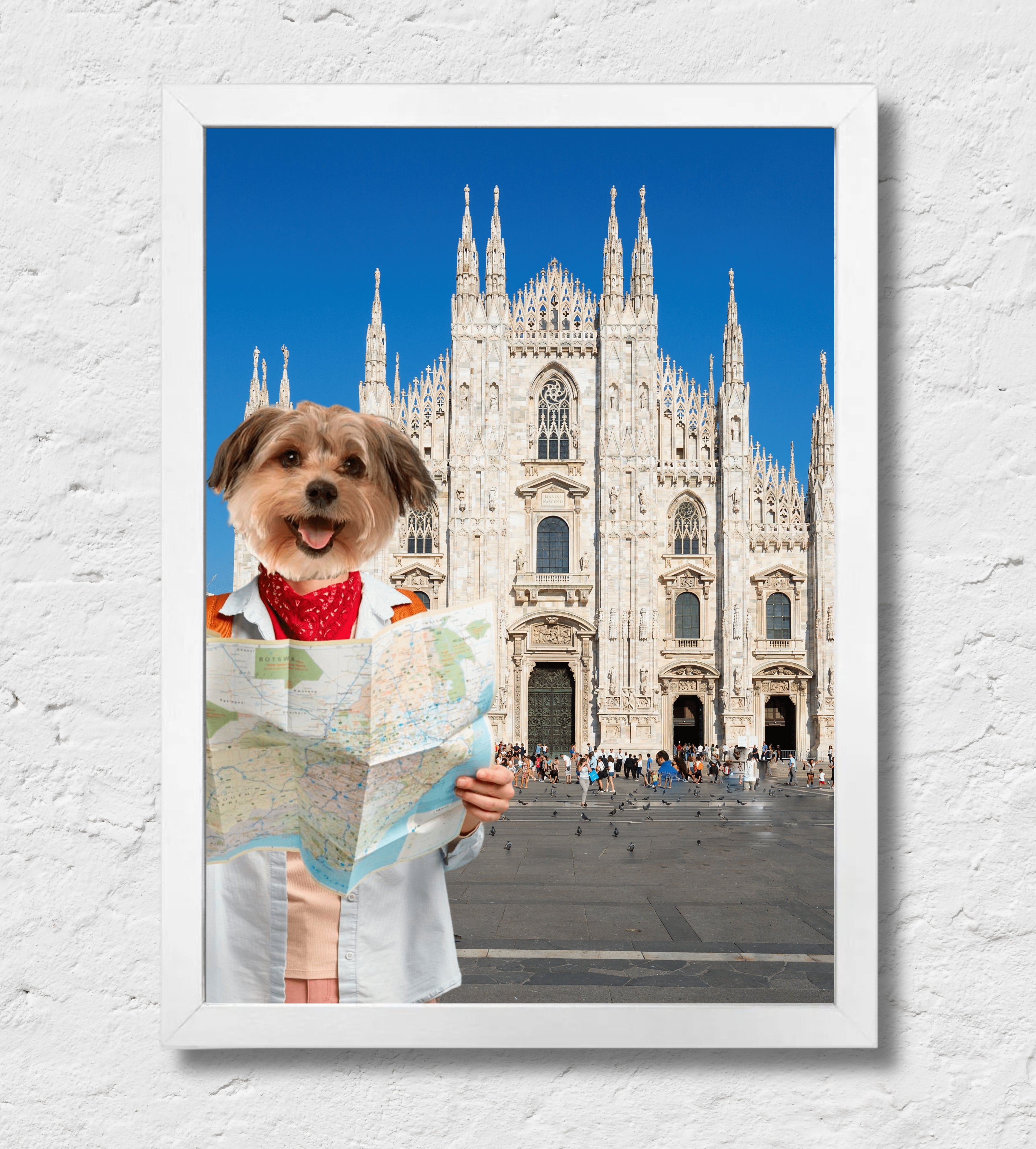 Milano | Quadro ritratto del tuo animale da compagnia | Regalo perfetto cornice Bianca